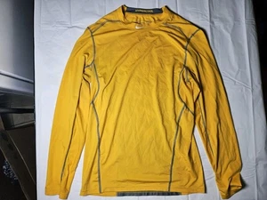 Nike Pro Combat Hypercool Fitted Shirt Dri Fit Men Small Long Sleeve Yellow - Picture 1 of 4