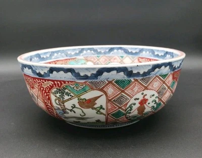 Antique 19th Century Large Japanese Imari Arita Porcelain Bowl Enamel Overglaze  - Image 1 of 4