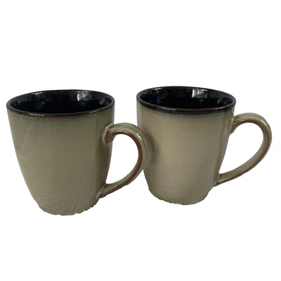 Juego de 2 tazas de café Pfaltzgraff Everyday Taos gres verde interior negro Foto 1 de 4