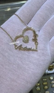 Wedding Gift For Her Real Diamond Custom Name Pendant 925 Silver With Free Gift - Picture 1 of 7