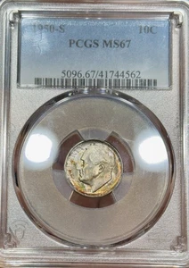 Toned 1950-S Roosevelt Dime PCGS MS67 - Picture 1 of 2