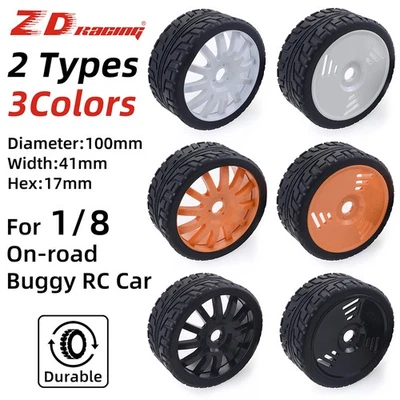 ZD Racing 100mm Rubber Tyres Wheels 17mm Hex for Redcat 1/8 Buggy On-road Car - Image 1 of 4