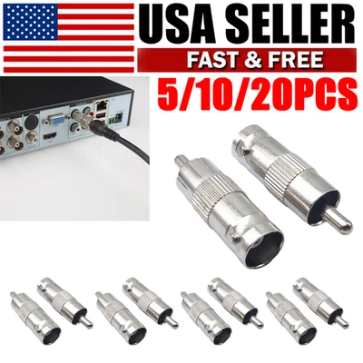 5-20Pcs BNC Female to RCA Male Coax Connector Adapter Converter for CCTV Camera - Image 1 of 4