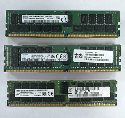 Lot of 10 pcs 32GB DDR4-2400 RDIMM ECC 2Rx4 1.2v 288p PC4-19200T-R RAM MEMORY - Image 1 of 4