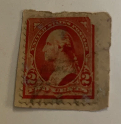 Postal Stamp 1894 Washington Two Cent red Type three with the offset red line - Image 1 of 3