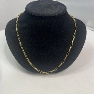 Beautiful S. Steel Gold Tone Paper Clip Links Chain Necklace - Picture 1 of 3