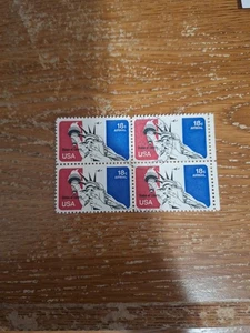 1974 C87 Statue of Liberty 18c Block of Four Used - Picture 1 of 3