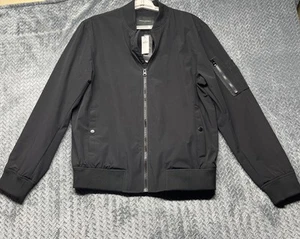 Banana Republic Men’s Black Bomber Jacket Size M Water Resistant NWT $129 Tech - Picture 1 of 12