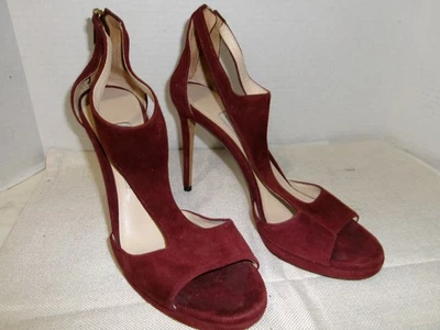 JIMMY CHOO SUEDE STILETTOS BURGUNDY SIZE 38 - Image 1 of 4