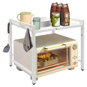 2-Tier Kitchen Baker Rack Shelf Microwave Oven Stand Storage Adjustable Height - Picture 1 of 23