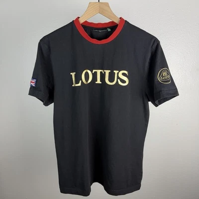 Lotus Racing Formula 1 F1 Big Logo Flag Spell Out Black T Shirt Size Medium - Image 1 of 4