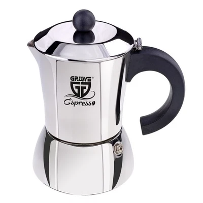 GRÄWE Espressokocher Espressokanne Edelstahl Induktion 4 Tassen Kaffeebereiter  - Bild 1 von 3