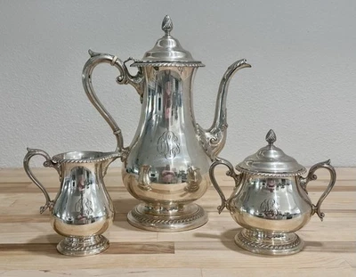VTG Gorham KENWOOD 3 Pc Silverplate Coffee Pot Creamer & Sugar Bowl Serving Set - Image 1 of 4