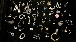 VTG to Now Gemstone Sterling Silver & Not Single Earrings Lot 46+ Total- 61.1g - Picture 1 of 18