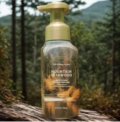NUEVO Jabón de manos espumoso suave y limpio Mountain Teakwood 8,75 fl oz baño y cuerpo Foto 1 de 2