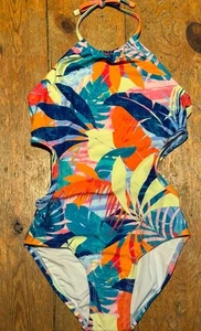 NWT Old Navy Girls Swimsuit Swim floral palm leaf tropical Small 6-7 - Picture 1 of 3