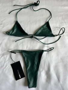 Fashion Nova String Bikini Medium Green Sexy Triangle Top Cheeky Bottom Skimpy - Picture 1 of 11