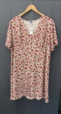 Old Navy Pleated Button Up High Waist Dress Size 2X Bold Floral Cottage Country - Image 1 of 4