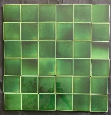 Azulejos de mayólica verde Sherwin | Exuberante esmalte inglés antiguo Art Nouveau, 3x3-36# Foto 1 de 4