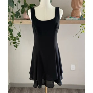 Vintage Little Black Dress Size 6 Fairycore Y2K Sheer Hem Fit and Flare Witchy - Picture 1 of 8