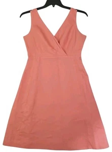 J. CREW ~Mujer Talla 10~ Coral Melocotón Imperio Cintura Sin Mangas Algodón Vestido Forrado. - Imagen 1 de 15