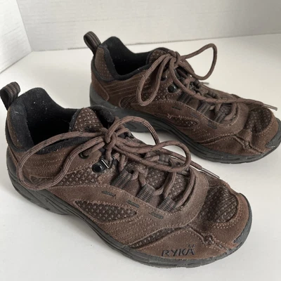Zapatos mujer talla 6. Zapatillas Ryka de Cuero y Malla Marrón Oscuro Distancia Ligeras Foto 1 de 4