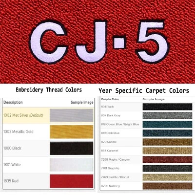 Alfombrillas delanteras ACC 1976-1983 Jeep CJ5 personalizadas CJ-5 con contorno negro Cutpile Foto 1 de 4