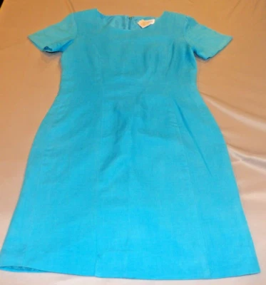 Vestido Chadwicks Vintage Lino Azul 4P Funda Pequeña Midi Cremallera Espalda Años 90 Foto 1 de 4