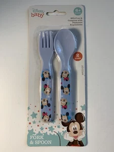 Disney Baby Minnie & Mickey Mouse blau Gabel & Löffel Set BPA frei   - Bild 1 von 4