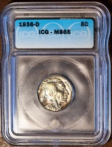 1936-D 5c Buffalo Nickel MS 65 ICG # 444401 + Bonus - Picture 1 of 2