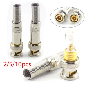 2/5/10Pcs BNC Male Connector Plug RG59 Coaxial Cable CCTV Copper Solder Adapter - Picture 1 of 7