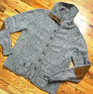 Eddie Bauer Wool Blend Turtleneck Cardigan Sweater Button Down Size Large - Grey - Picture 1 of 8
