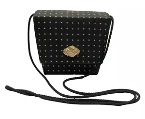Whiting and Davis Black Box Evening Purse Gold Accents - Picture 1 of 13