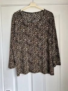 Animal Print Long Sleeve Blouse Pullovers Top Stretch Scoop Neck Size 20-22 - Picture 1 of 7