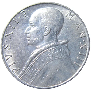VATICAN CITY. 10 LIRE, 195I. POPE PIUS XII. - Picture 1 of 2