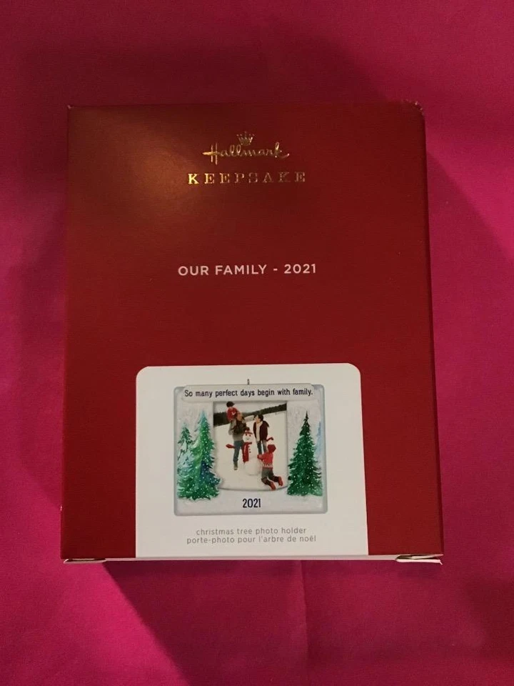 Hallmark Keepsake Ornament 2021 Our Family photo picture frame holder trees new