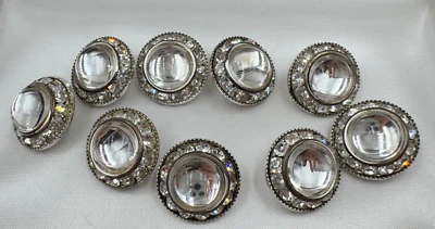 LOTE DE 9 MAGNÍFICOS BOTONES ANTIGUOS VICTORIANOS ESFERA ESPEJO PEDRERÍA Foto 1 de 4