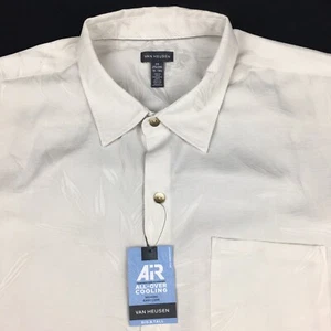 Van Heusen Shirt Mens 2XL 19-19.5 Ivory Short Sleeve Wicking Easy Care NEW! - Picture 1 of 12