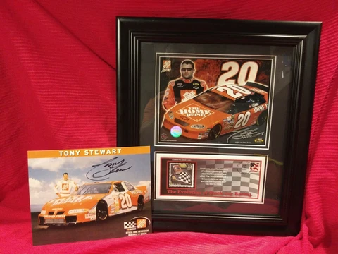 Tony Stewart-Collectible Custom Matted and Framed Art and Signed 1999 Postcard Cover