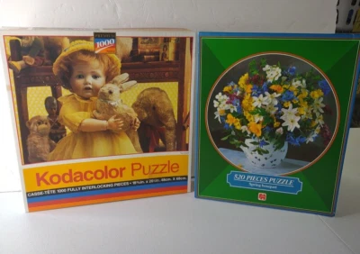 2 rompecabezas de colección 1000 y 520 piezas Kodacolor juguete muñeca y animales ramo de flores de primavera Foto 1 de 4