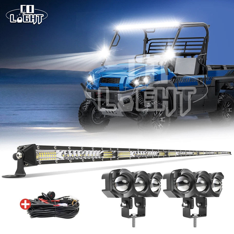 Barra de luz LED de 50" para techo superior Kawasaki mule 600 UTV y cápsulas de cubo de 4" + kit de cables Foto 1 de 4