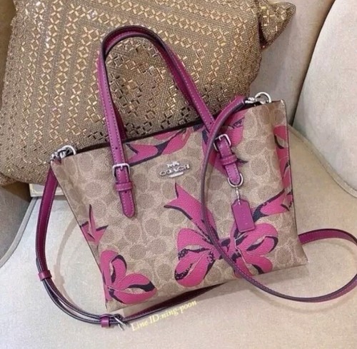 Borsa Coach CZ767 Mollie nuova con etichetta 25 in tela firmata con stampa fiocco