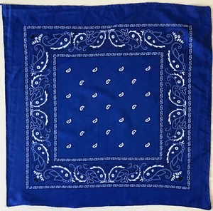 40* A Blue 20 Inch Square Paisley Design Vintage Bandana Scarf - Picture 1 of 3