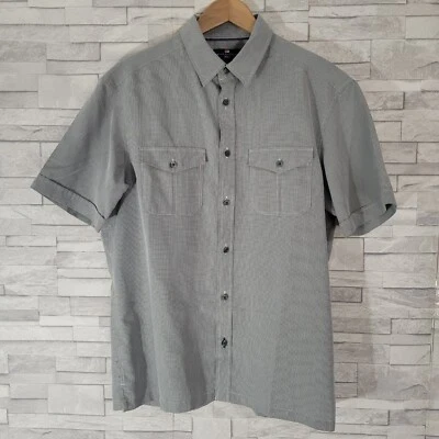 Mens BLUE HARBOUR Shirt Grey Medium Soft Touch Modal Pockets Short Sleeved M&S - Image 1 of 4