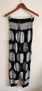 Unbranded Women Size S Relaxed Loose Black Round Mandala Print Harem Pants - Picture 1 of 8