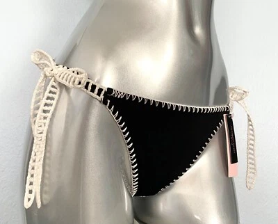 Victoria's Secret Nuevo con Etiquetas VS Negro Crochet Lateral Corbata Kiawah Cheeky Natación Bikini Parte Inferior Foto 1 de 3