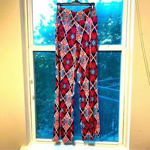 SHOSHO Airy Lightweight Boho Pink Wide Band Flare Leg S/M Comfy Lounge Slacks - Picture 1 of 9