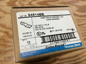 Thomas and Betts 54914BE Color Key Connectors 300MCM 1Hole, White *SET OF 10!* - Picture 1 of 2