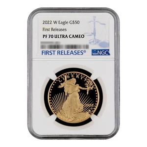 Gold American Eagle 2022 W One Ounce $50 Proof Coin NGC PF70 UC - FR Blue Label - Picture 1 of 4