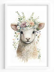 Nursery Wall Art Print, Lamb Print, Kids Room, Baby Wall Art Decor Print #85 - Picture 1 of 2